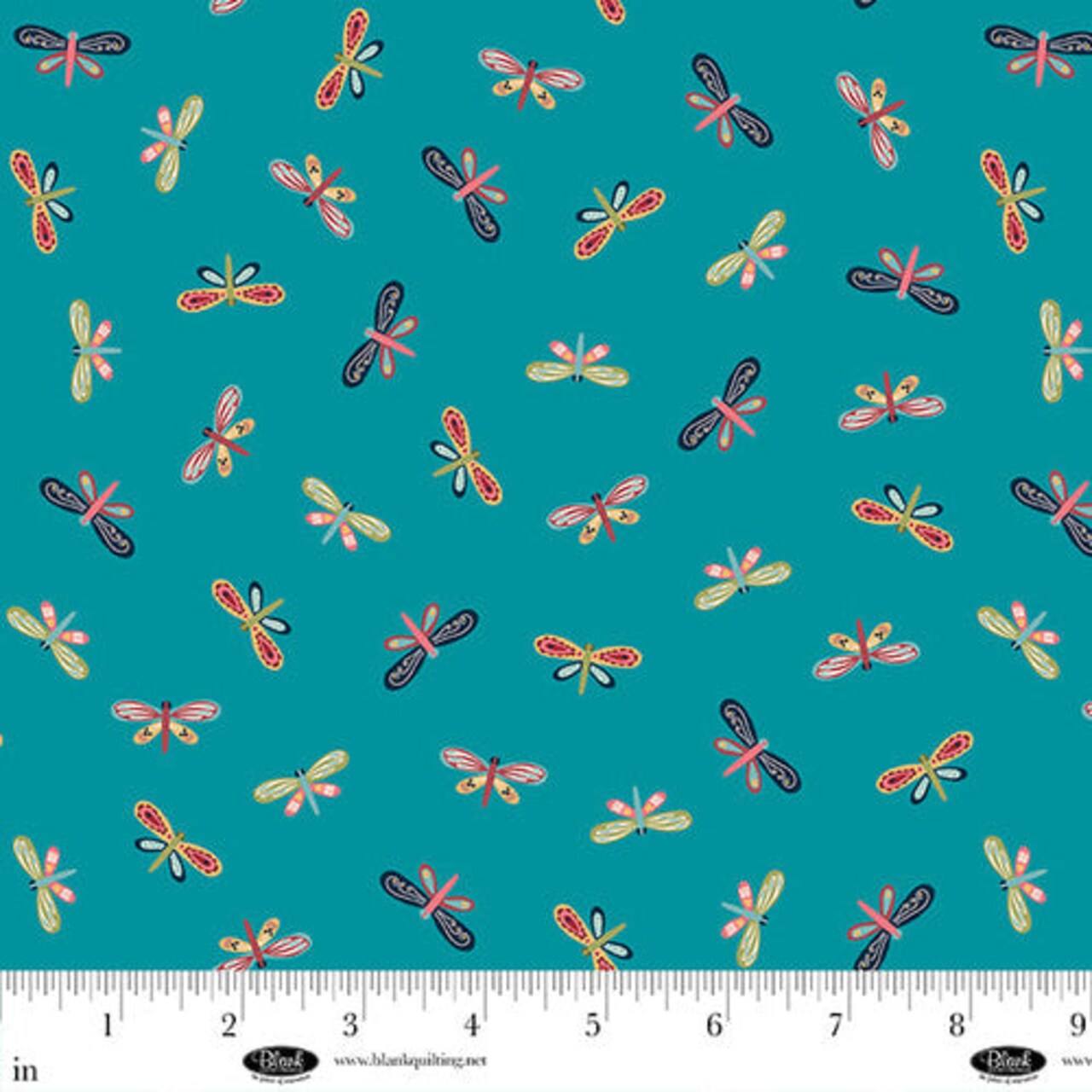 Fabric Blank Quilting Turquoise Small Butterfly Lake Night Serenade by the Quarter Yard 4309-72